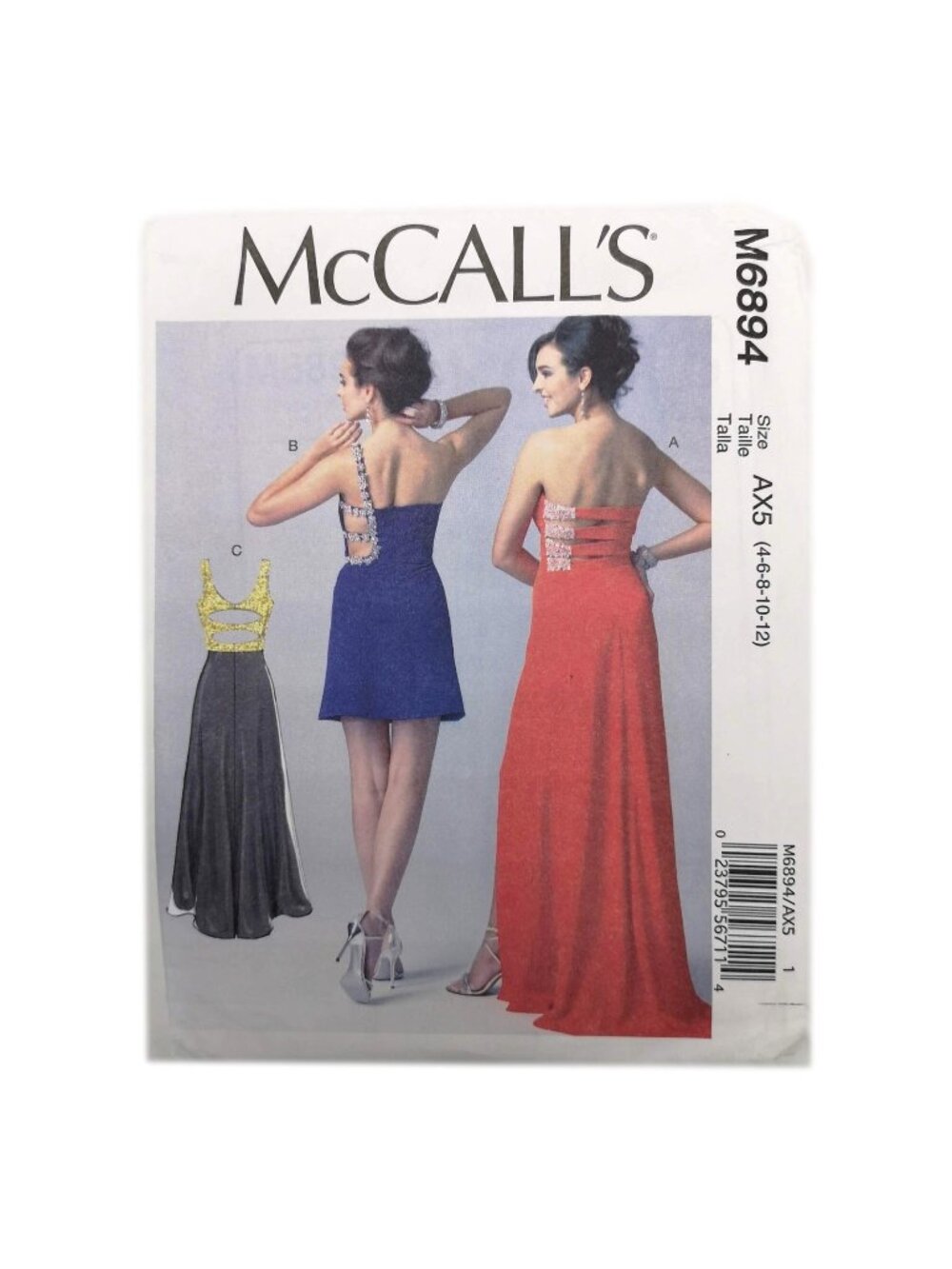 McCalls M6894 Dress Gown Strap Strapless Size 4 6 8 10 12 Sewing Pattern Uncut